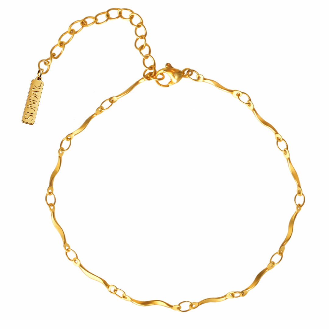 CHARM keðja fíngerð WAVE - Charm ARMBAND GYLLT