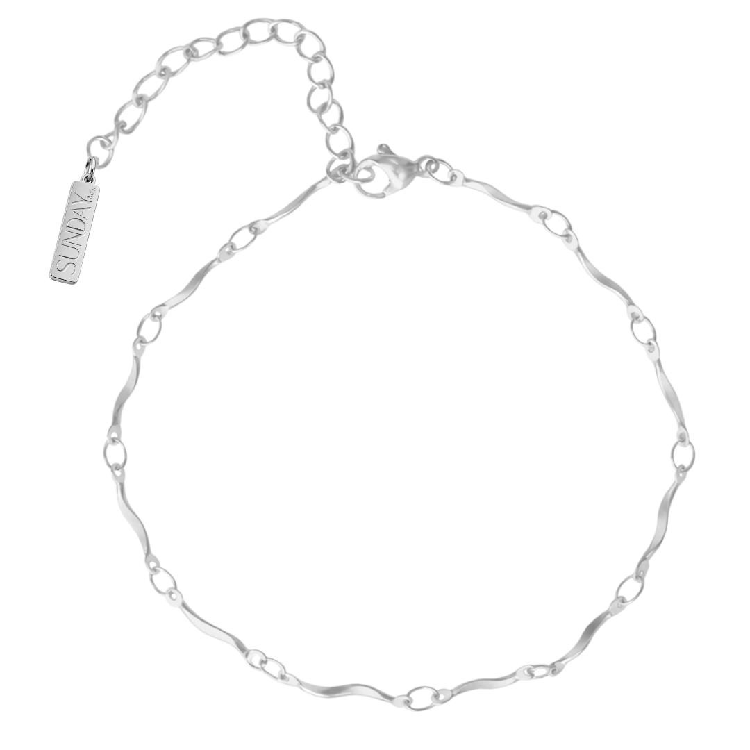 CHARM keðja fíngerð WAVE - Charm ARMBAND SILFRAÐ