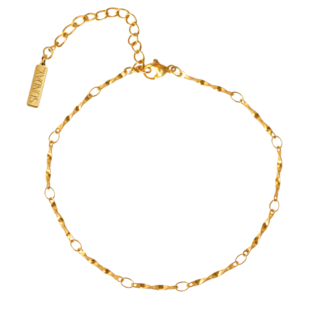 CHARM keðja fíngerð TWIST - Charm ARMBAND GYLLT