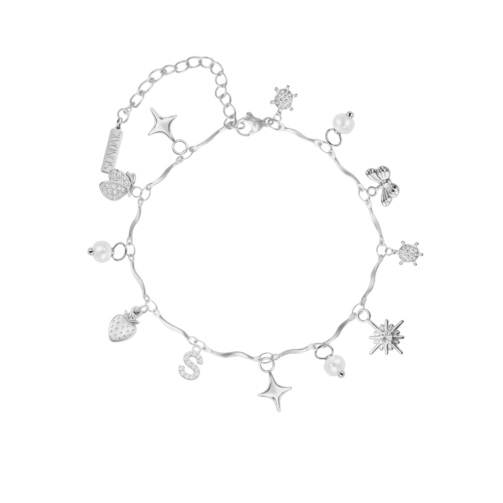 CHARM armband fíngert WAVE - SILFRAÐ