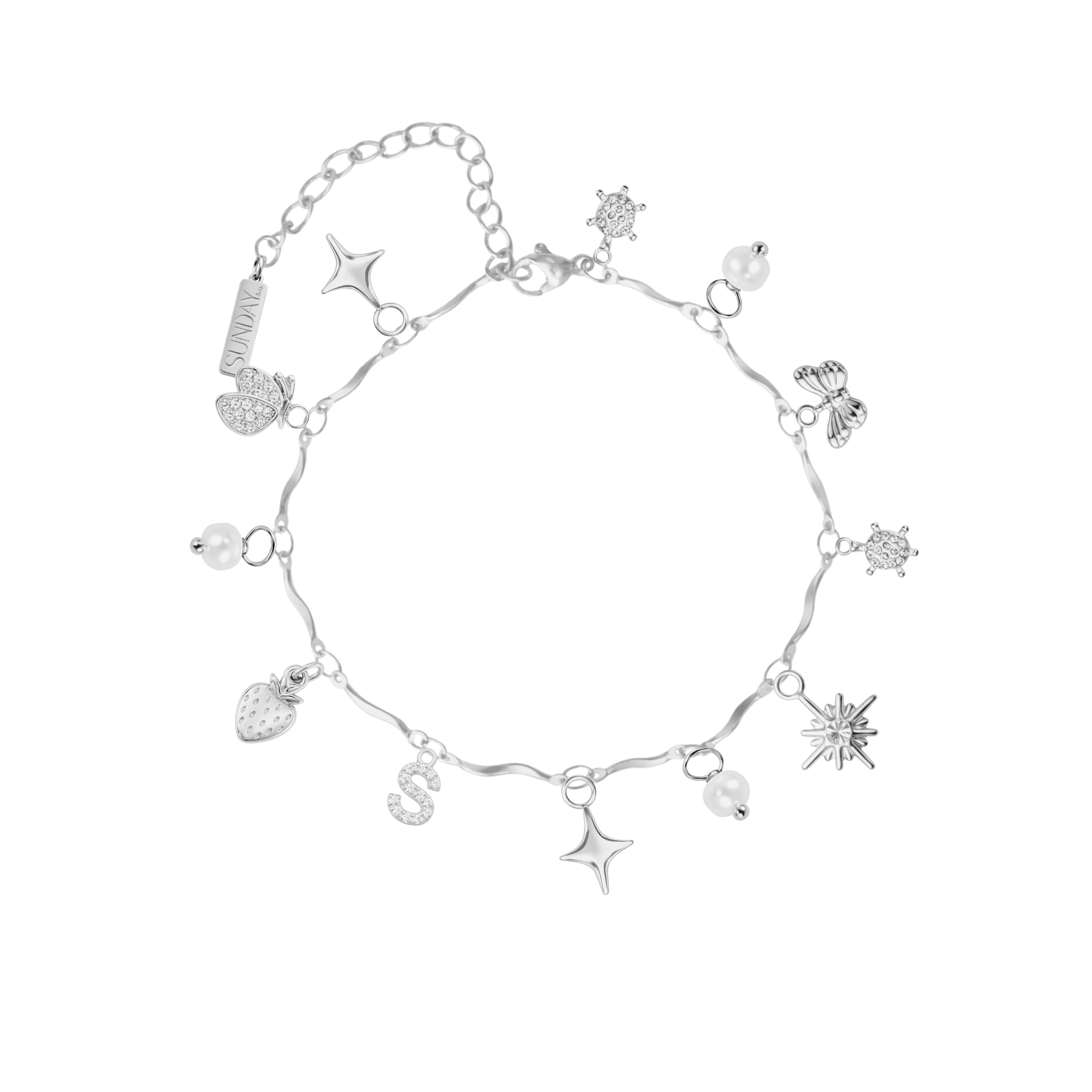CHARM armband fíngert WAVE - SILFRAÐ