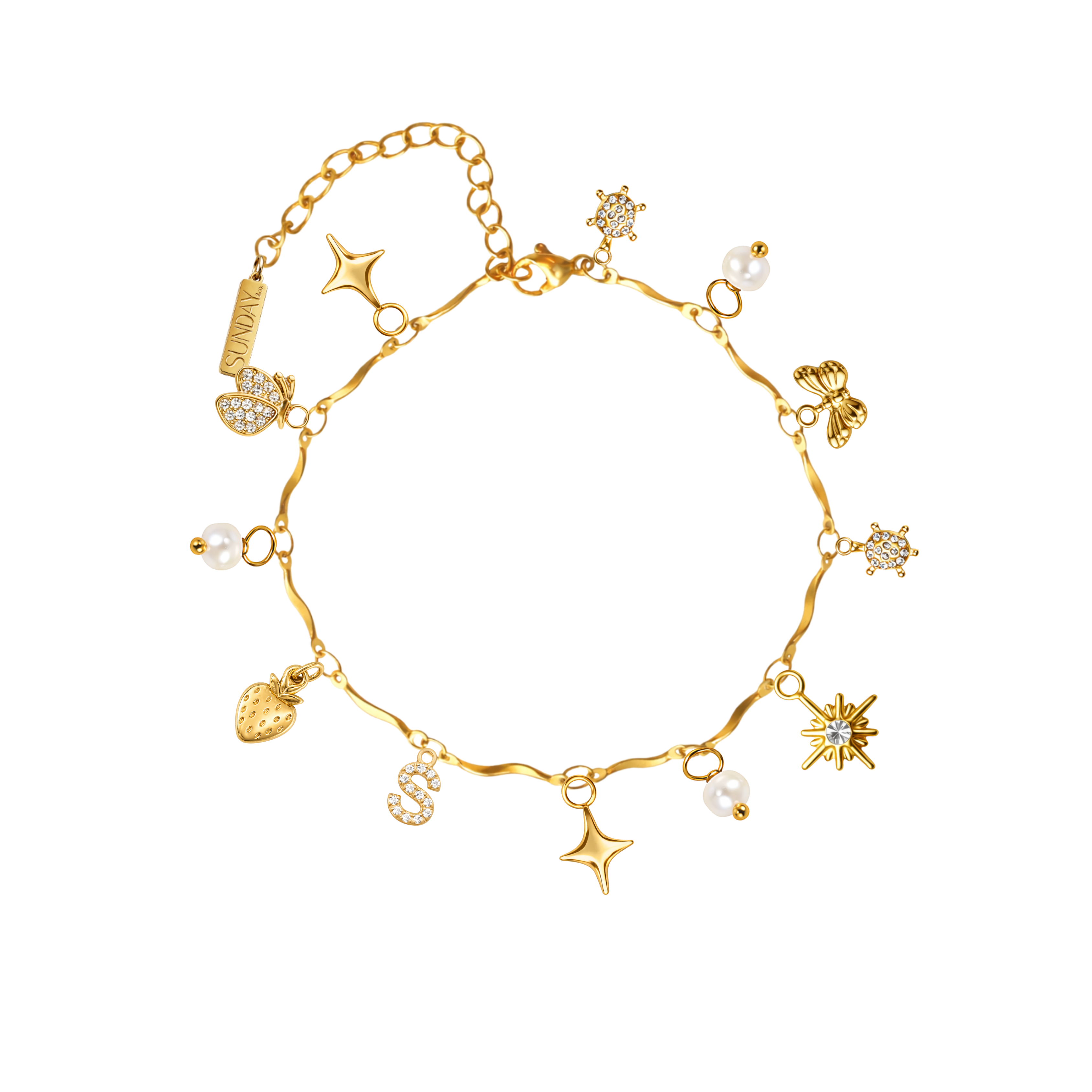 CHARM armband fíngert WAVE - GYLLT