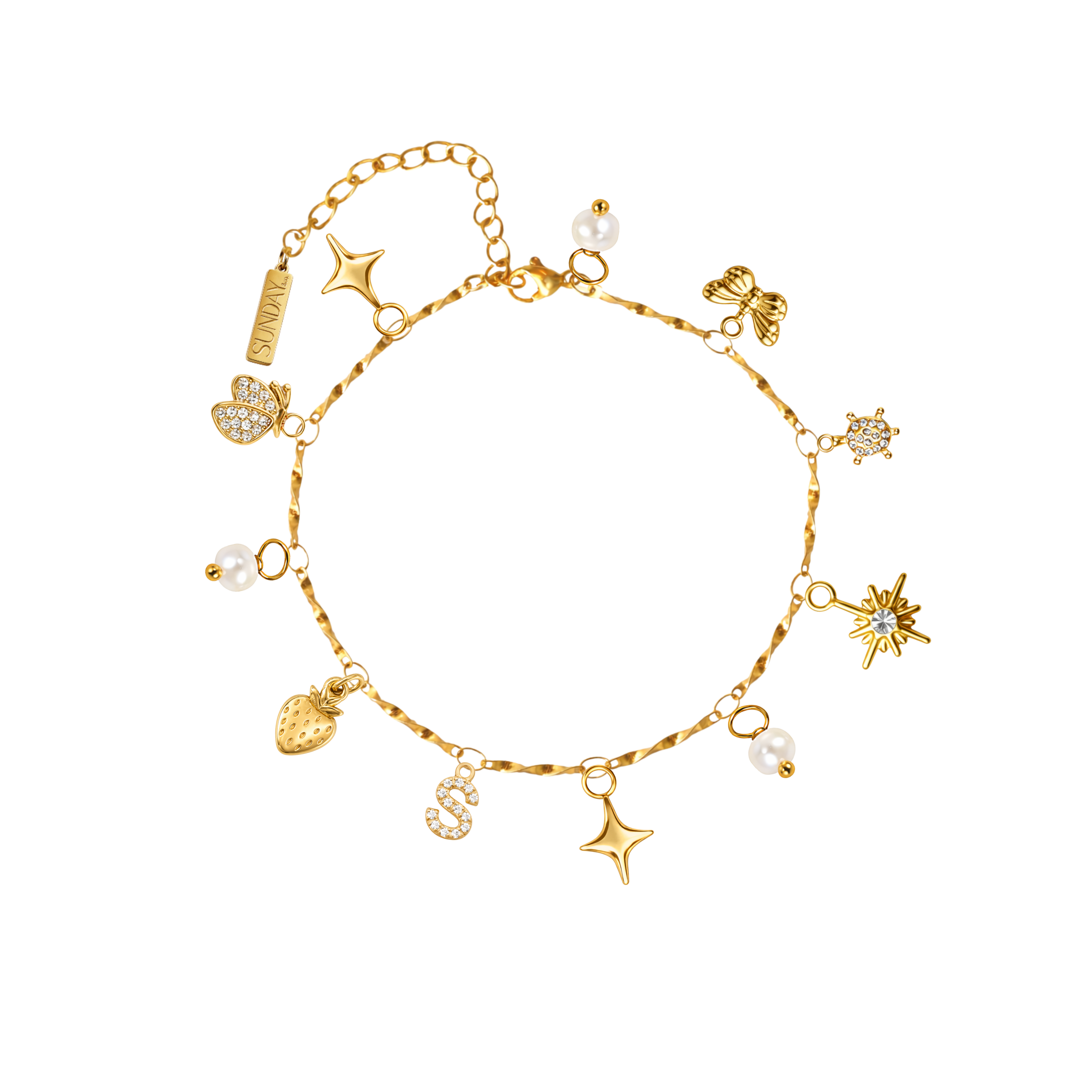 CHARM armband fíngert TWIST - GYLLT