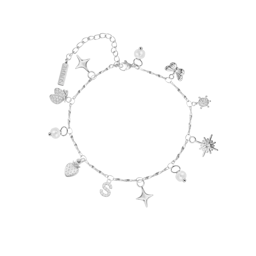 CHARM armband fíngert TWIST - SILFRAÐ