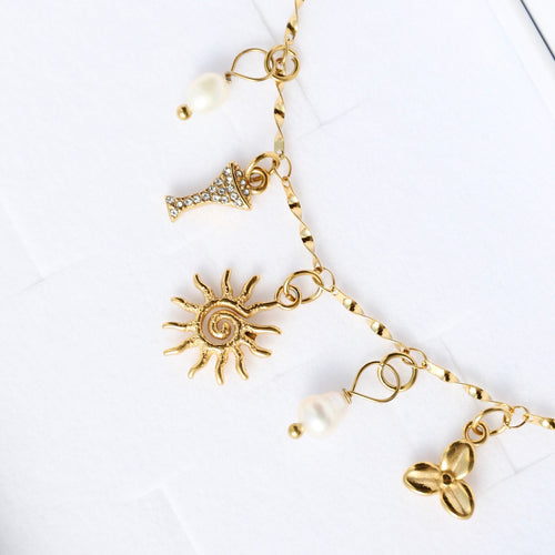 CHARM keðja fíngerð TWIST - Charm ARMBAND GYLLT
