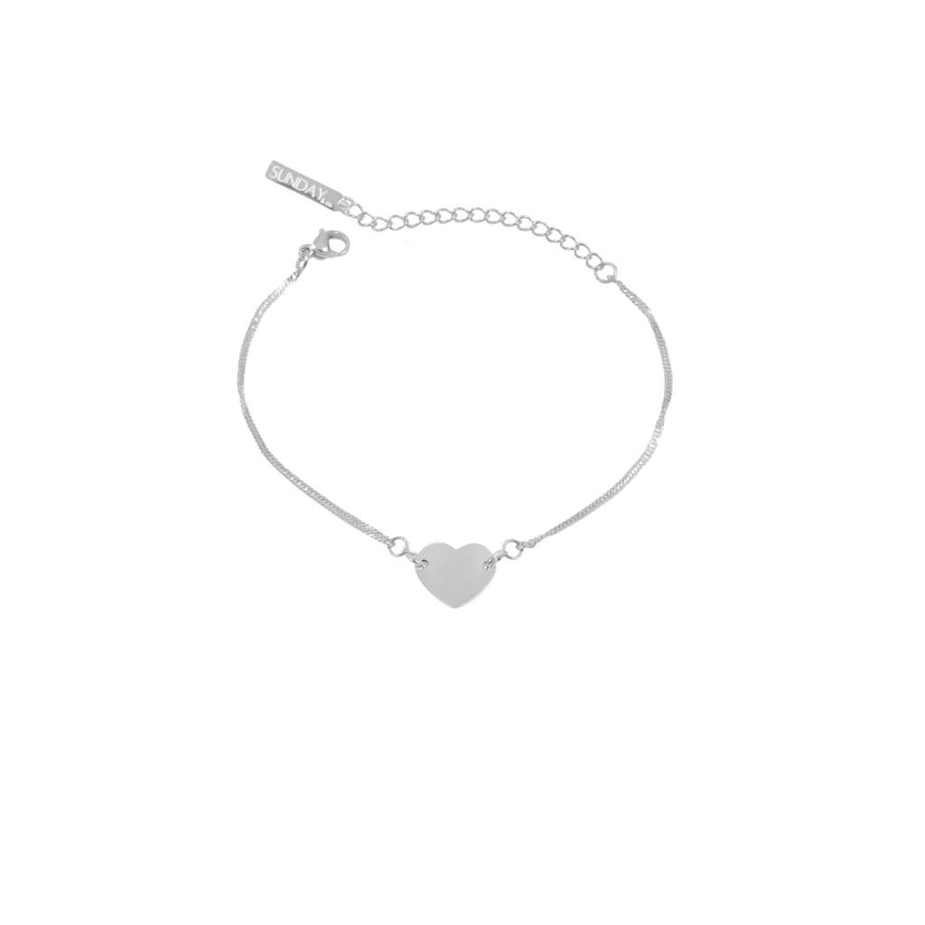 ÁLETRAÐ ARMBAND - HJARTA SILFRAÐ