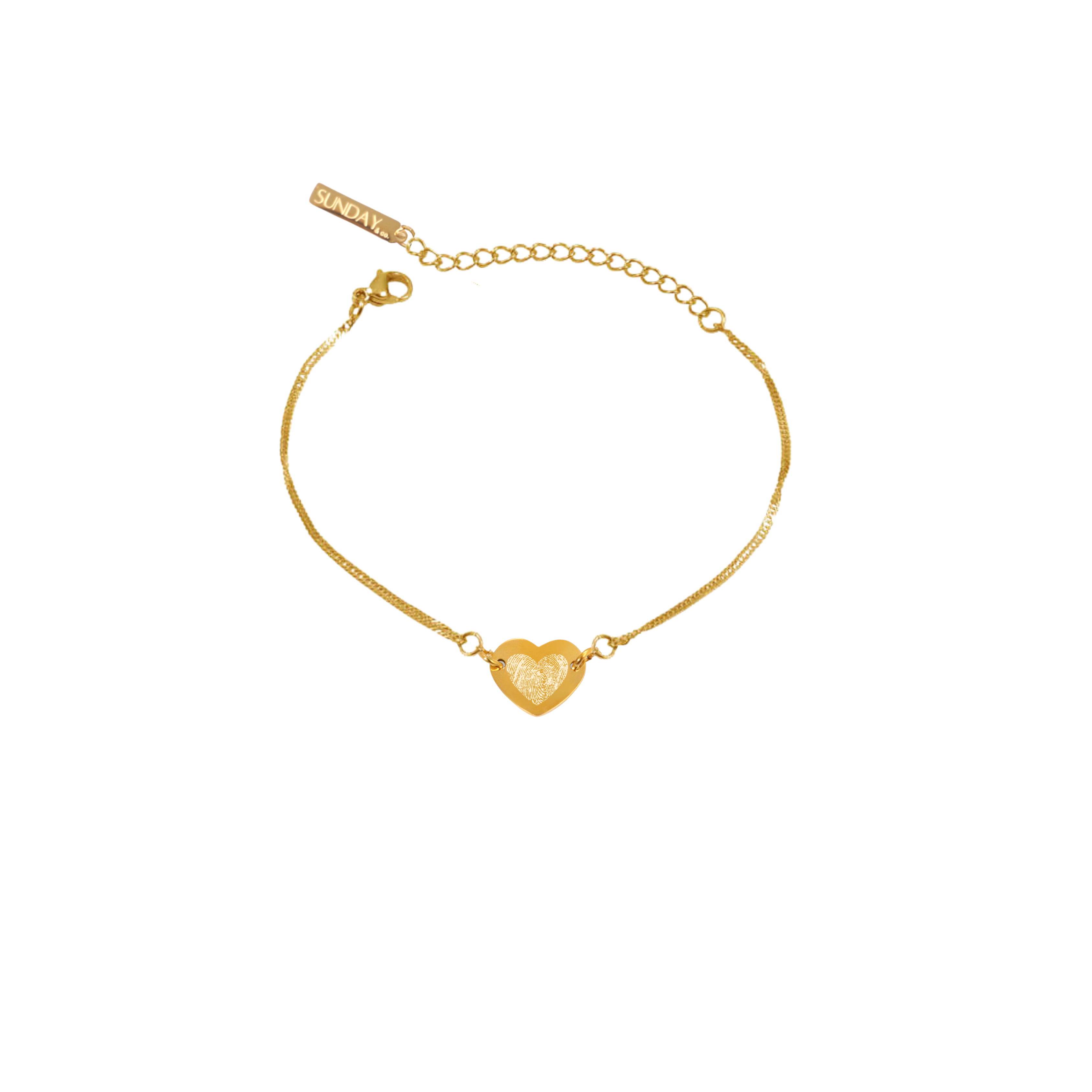2 fingraför = ♡ ÁLETRAÐ armband GYLLT