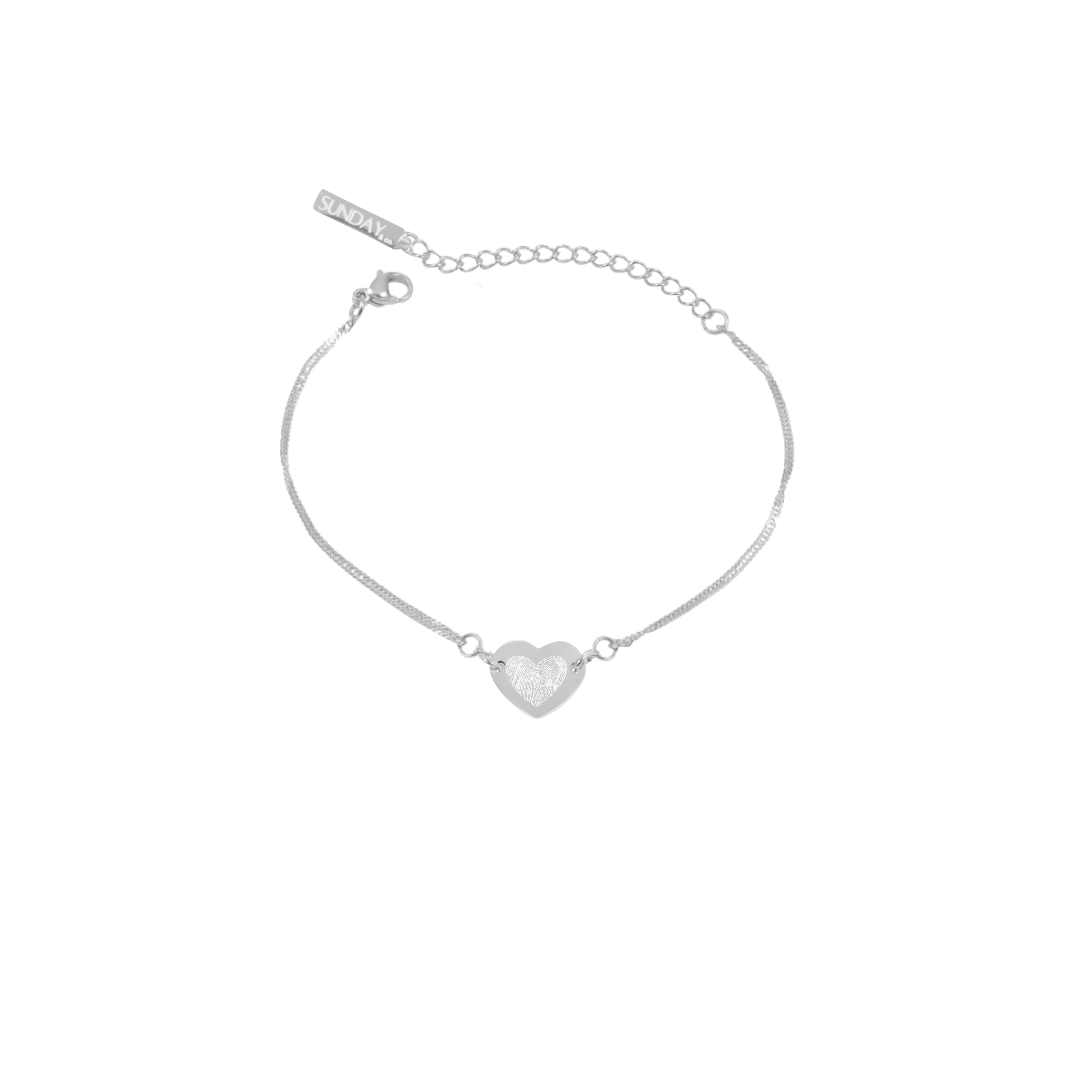 2 fingraför = ♡ ÁLETRAÐ armband SILFRAÐ