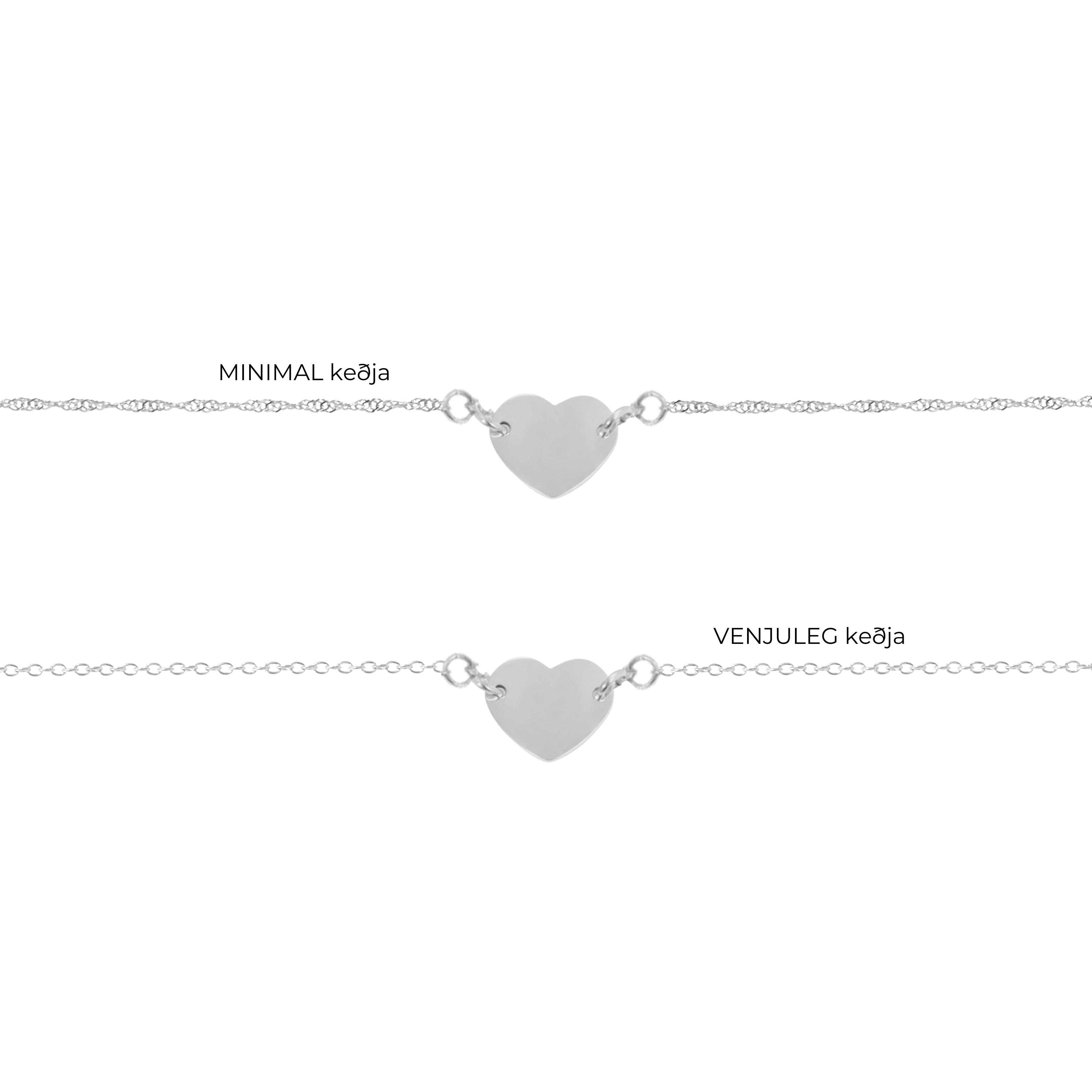 ÁLETRAÐ ARMBAND - HJARTA SILFRAÐ
