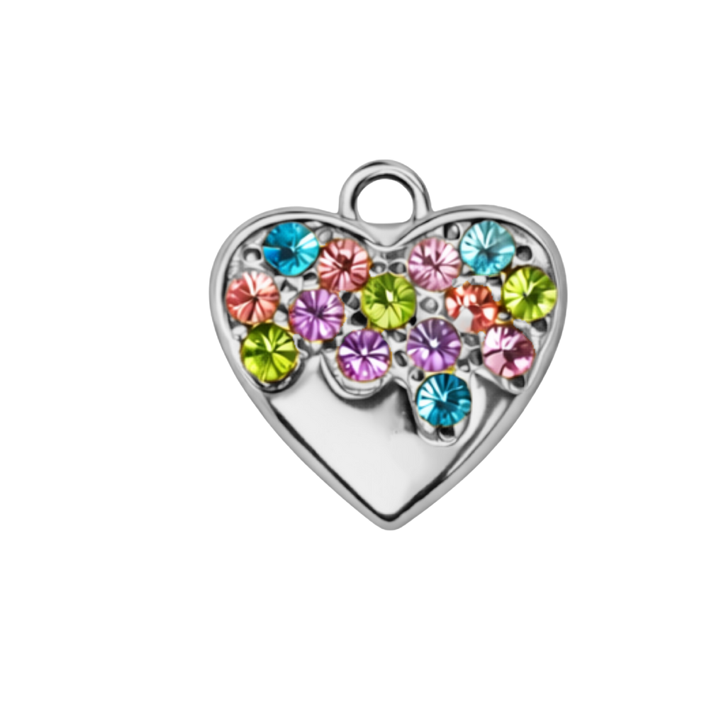 RAINBOW HEART charm  - SILFRAÐ